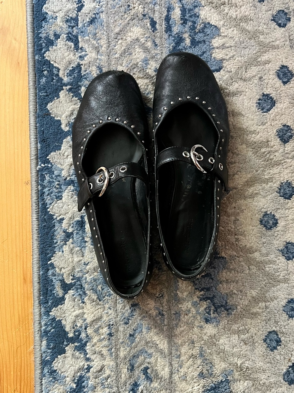 Reformation Black Studded Mary Jane Flats